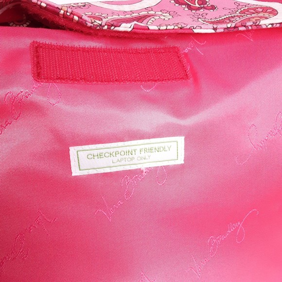Vera Bradley Rosy Posies Laptop Tote Bag Pink Paisley - Picture 7 of 8